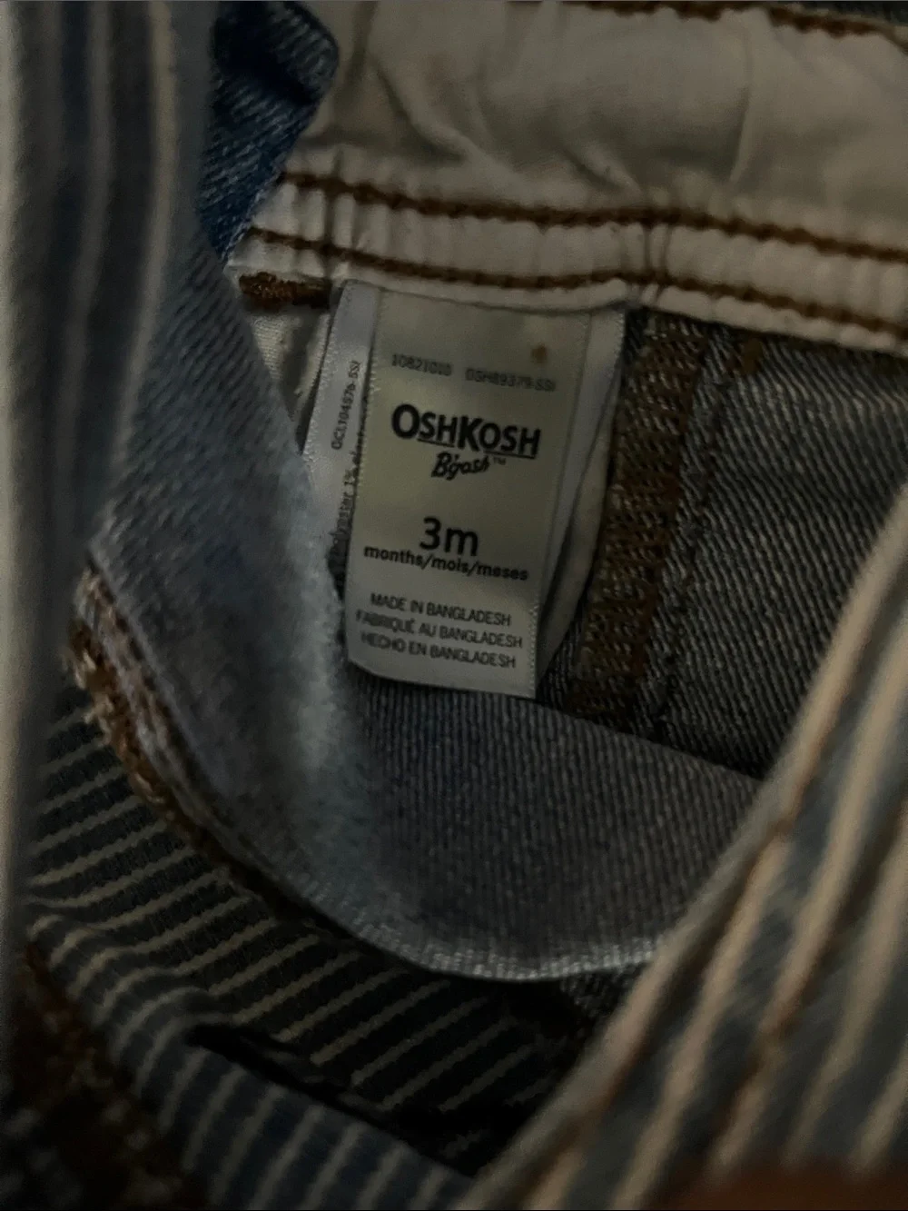 OshKosh B'gosh Light Wash Denim Overalls with Striped Bib